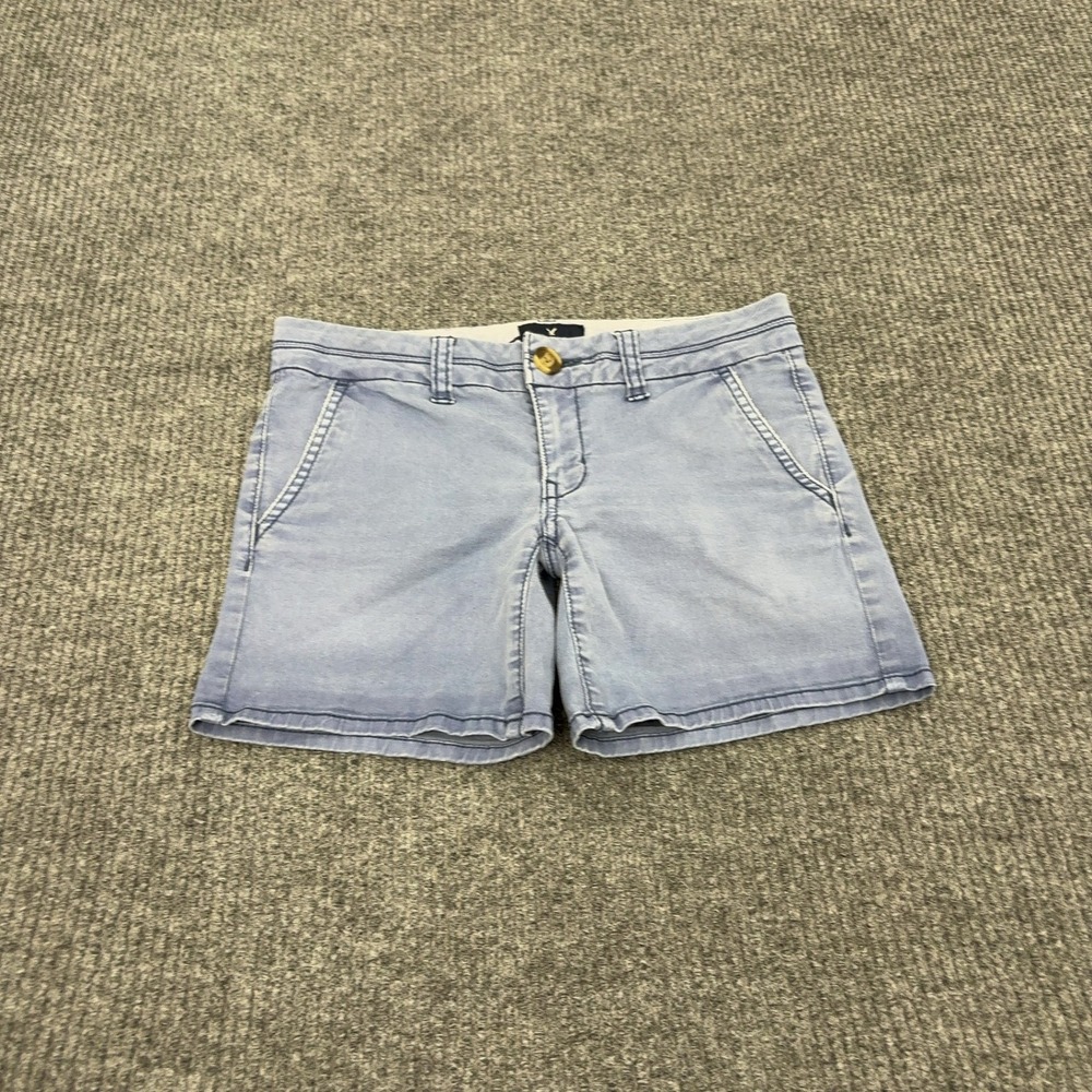 American Eagle Shorts Womens 00 Blue Cotton Stretch Midi Casual Summer Style